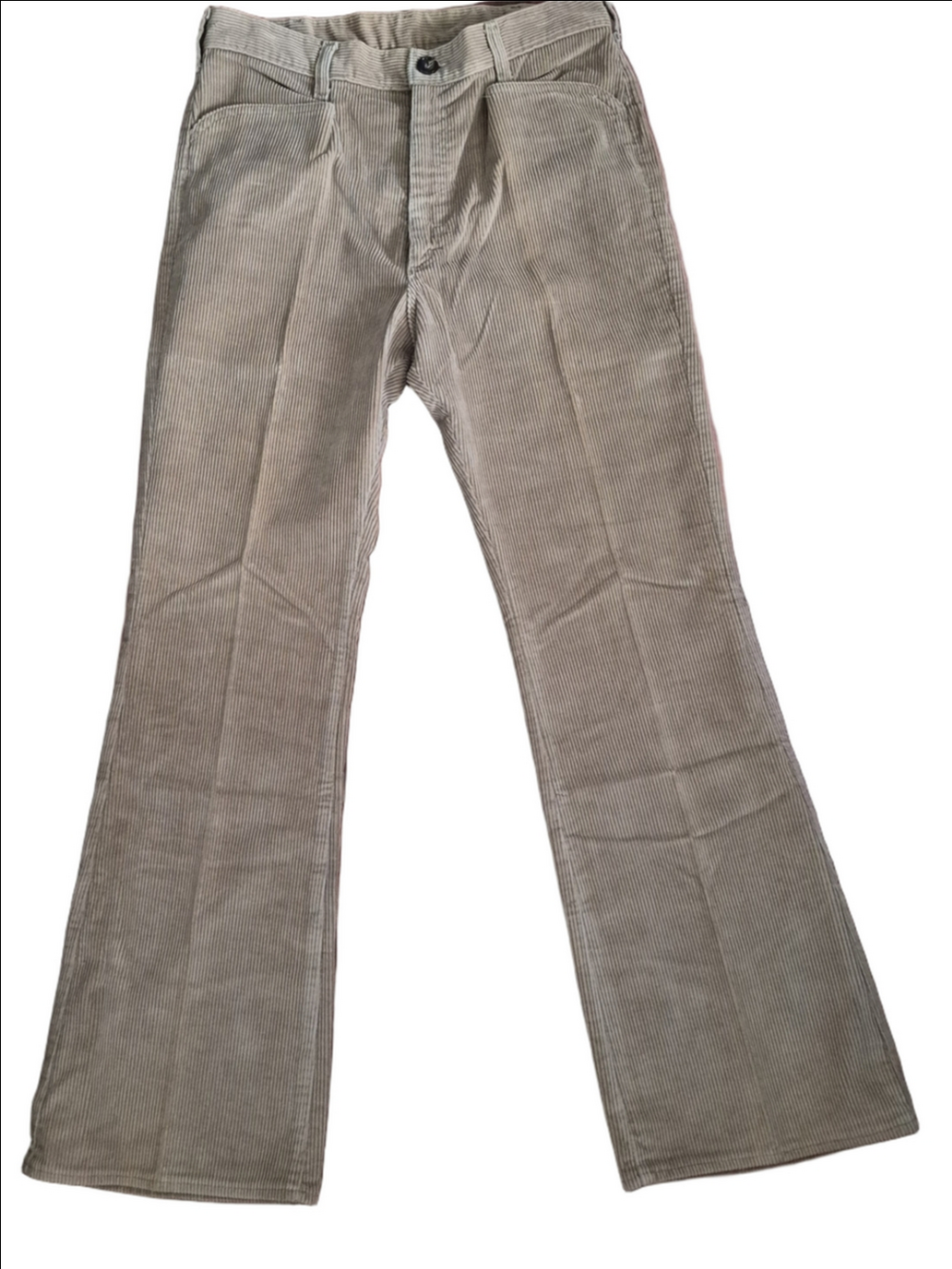 Vintage 70s Men's Lee Tan Camel High Rise 10" Flare Corduroy Pants 32x30